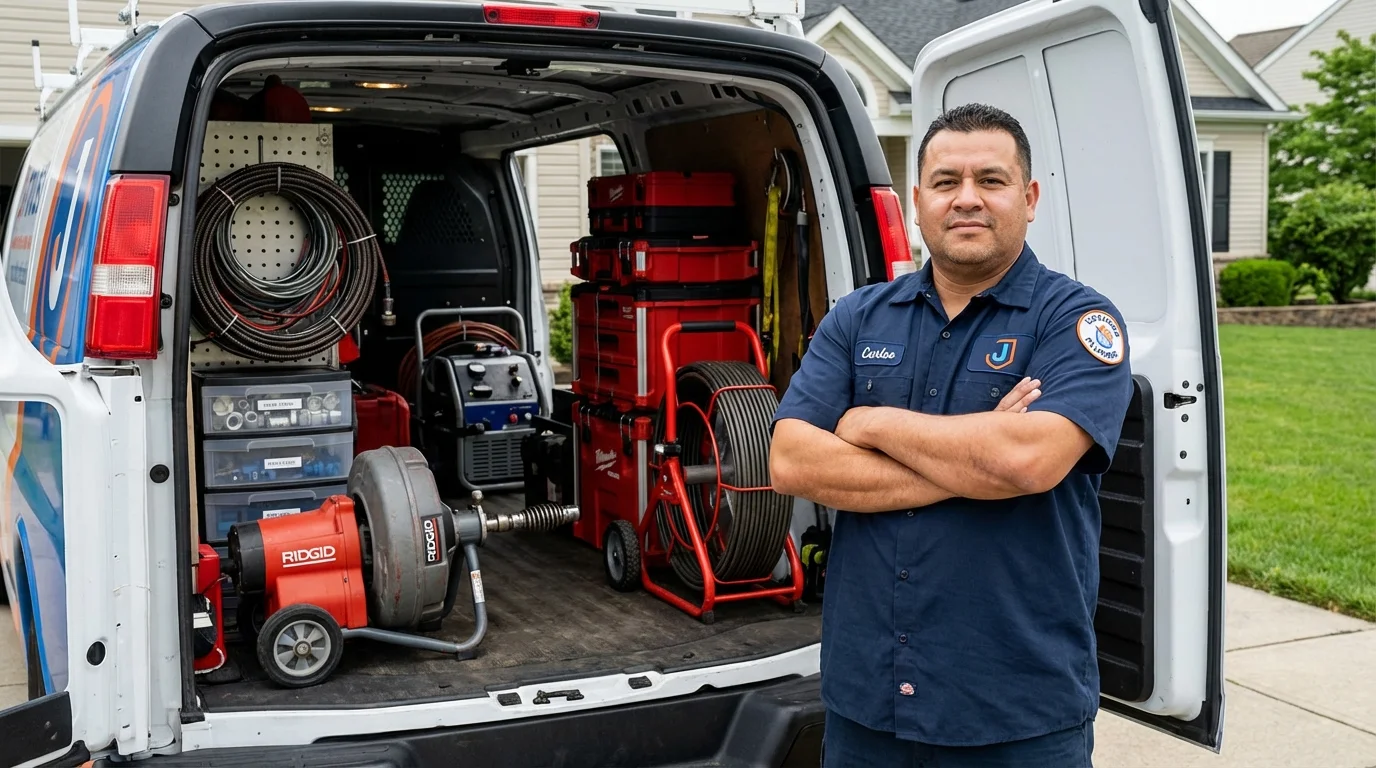 Professional drain cleaning equipment and Johns Plumbing LLC plumber in Fox Lake