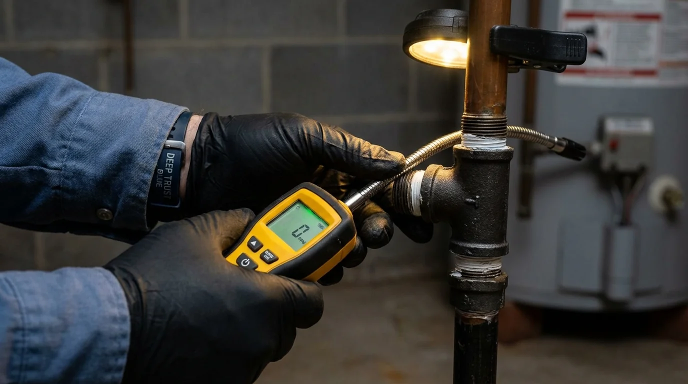 Gas leak detection with electronic sniffer by Johns Plumbing LLC in Fox Lake