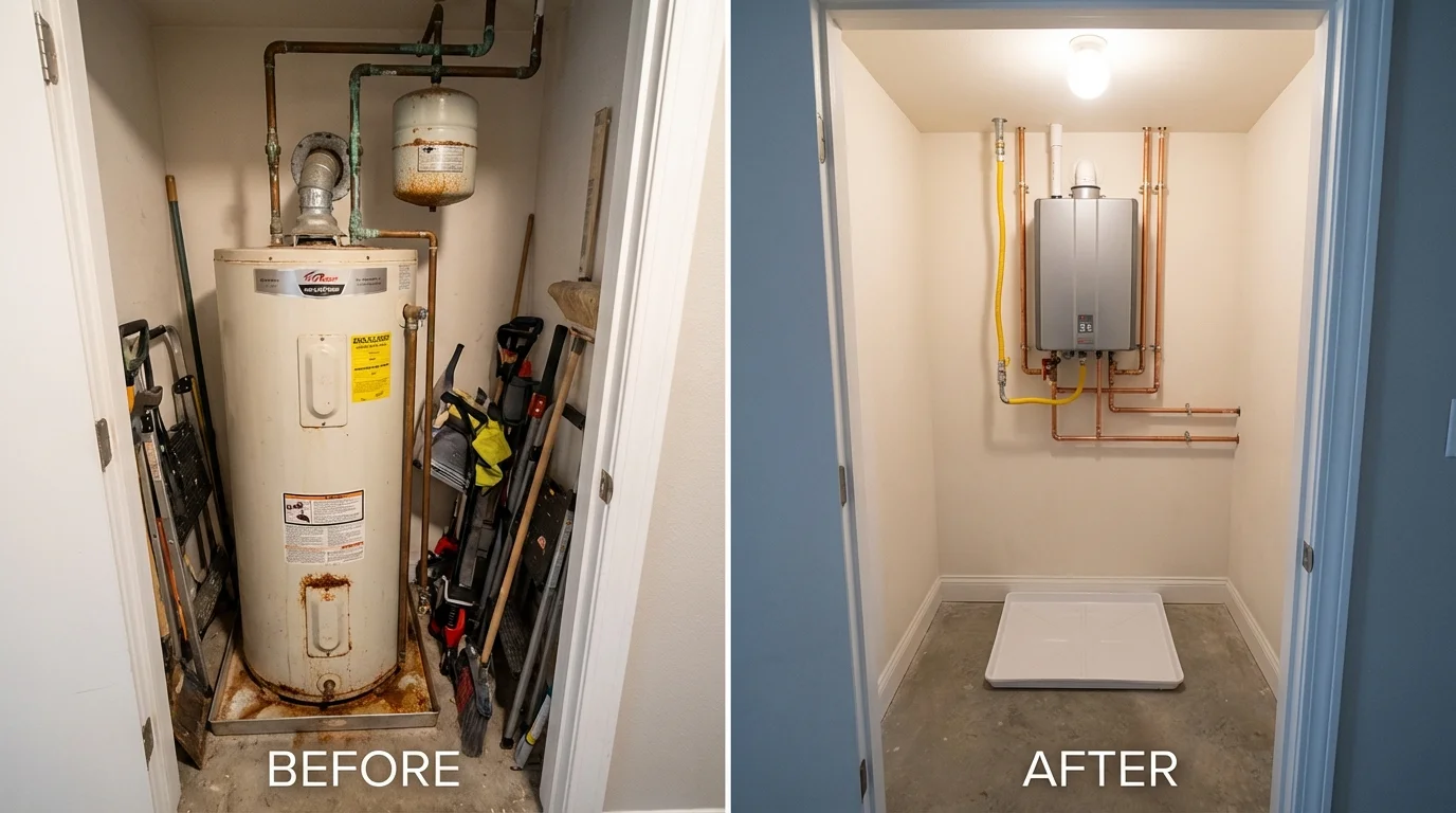 Tank water heater versus wall-mounted tankless unit comparison for Fox Lake, IL homeowners